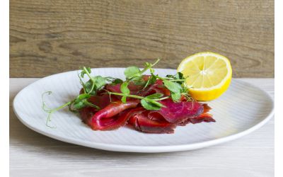 Double Cured Beetroot Smoked Salmon Sliced Side (Min 1kg)